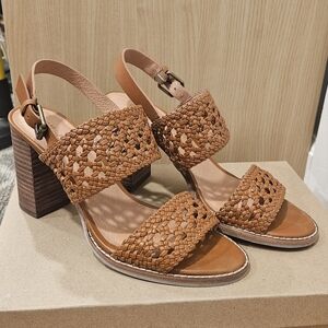 Madewell Basket Weave High Heel Block Sandals In Brown